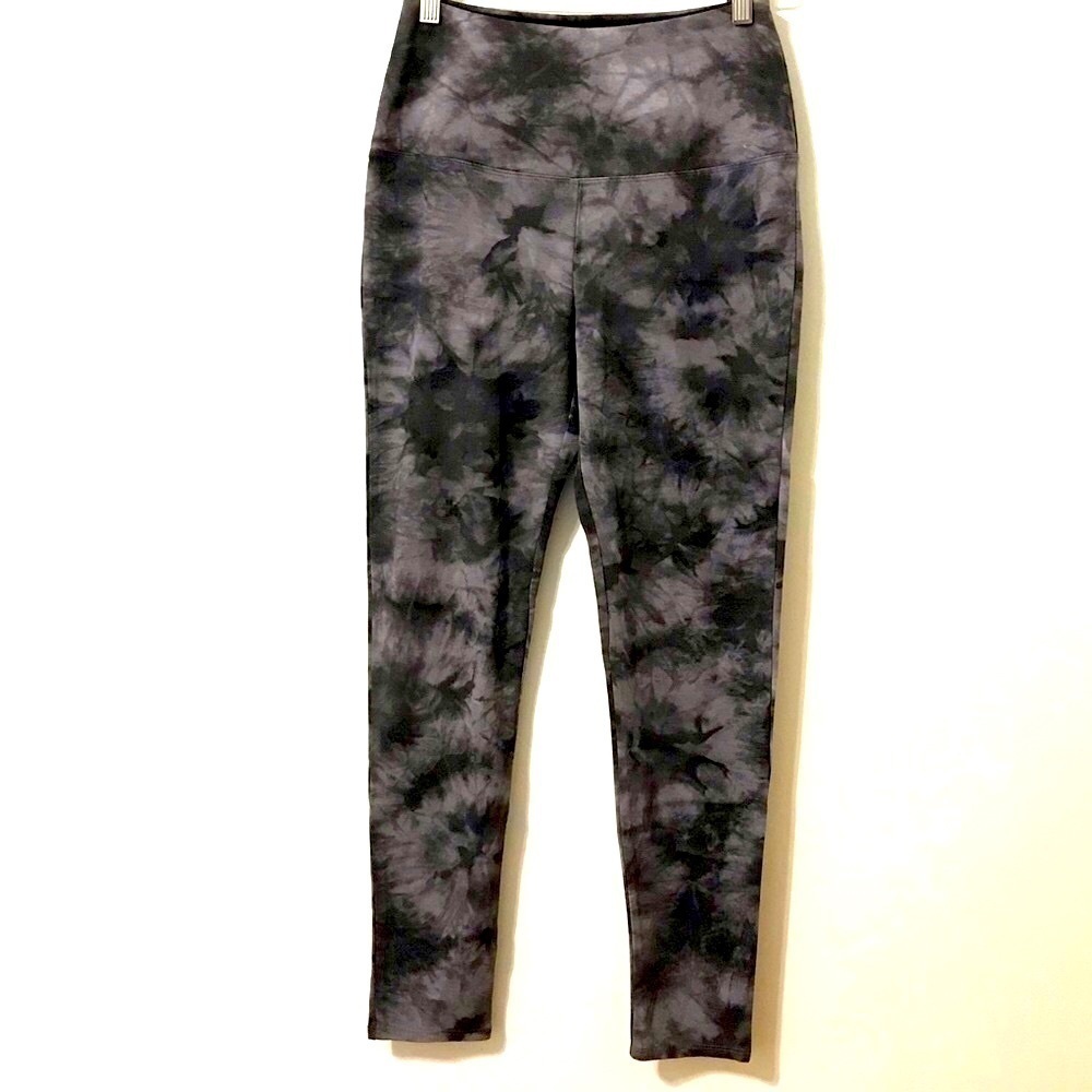 Rachael Zoe Black Gray Tie Dye Starburst Space Dye Wide Band Leggings Med